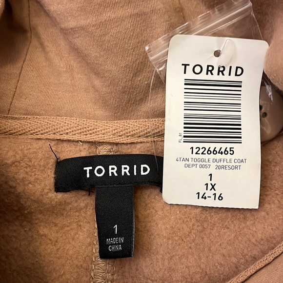 Torrid Tan Hooded Toggle Coat - Picture 7 of 9